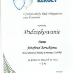 Powiększ zdjęcie Podziękowanie dla Pana Józefa Bereskiego