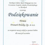 Powiększ zdjęcie Podziękowanie firmie Froneri sp. z o.o.