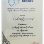 Powiększ zdjęcie Podziękowanie Prezesowi Fabryki Firanek Wisan